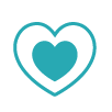 Two overlapping teal hearts, one inside the other, on a white background.