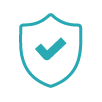 Teal shield with a checkmark symbol in the center, representing security or protection.